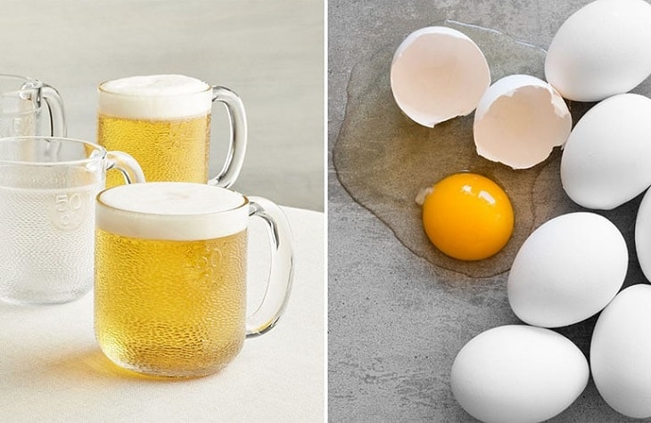 Bia cùng trứng gà là cách làm trắng da an toàn hiệu quả