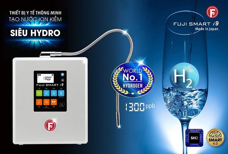 Fuji Smart i9 nằm trong phân khúc máy lọc nước ion kiềm cao cấp tạo ra nước có chỉ số hydro lên đến 1.300ppb.