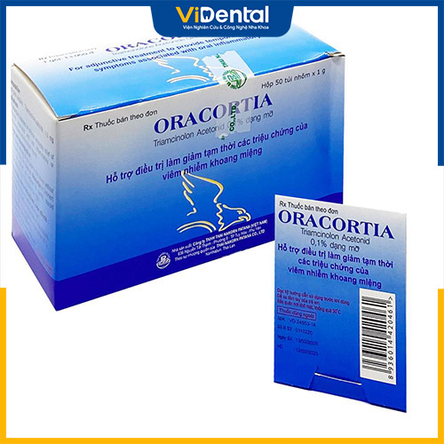Thuốc bôi nhiệt miệng Oracortia có tác dụng chống viêm, giúp làm lành các vết nhiệt nhanh chóng